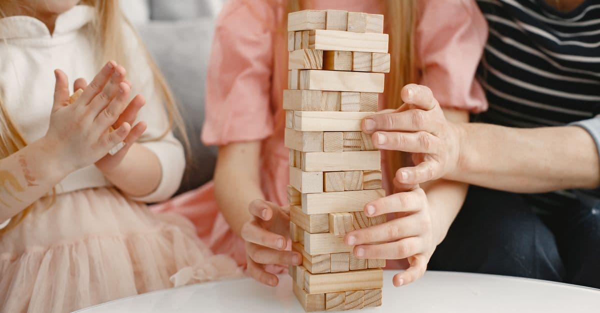 Children building a tower with blocks