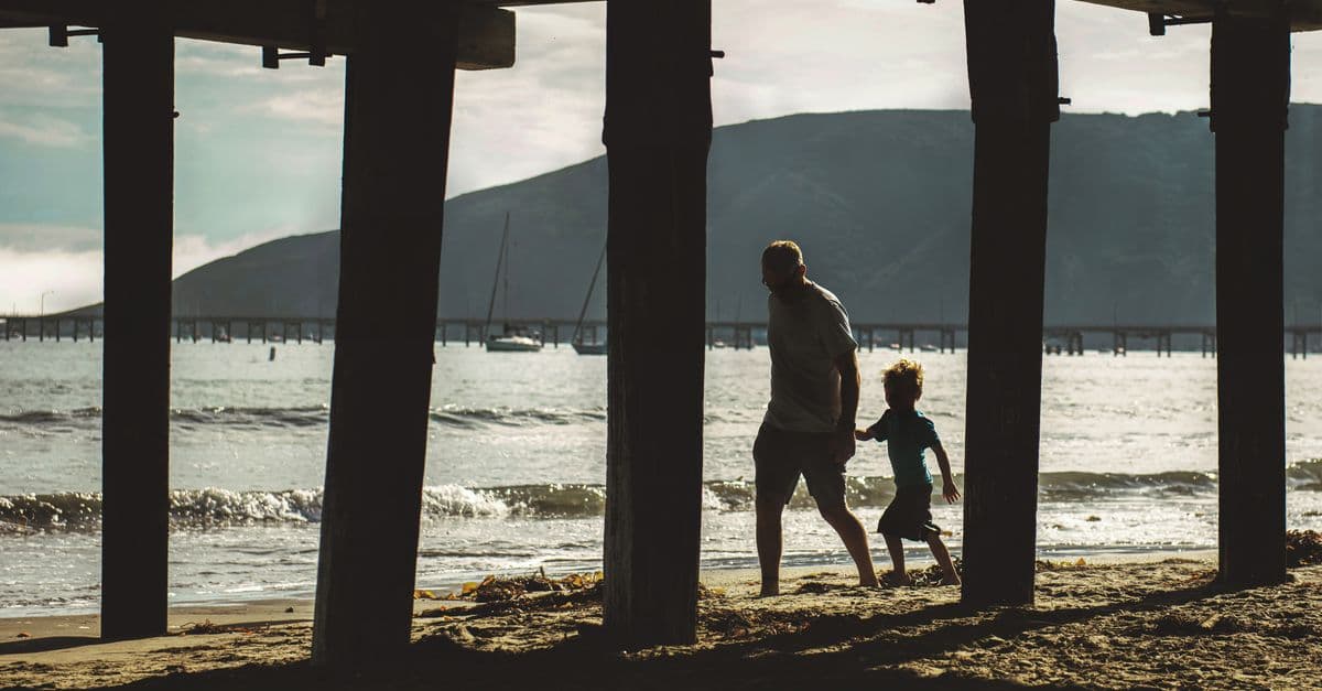 A parent and child walking hand in hand
